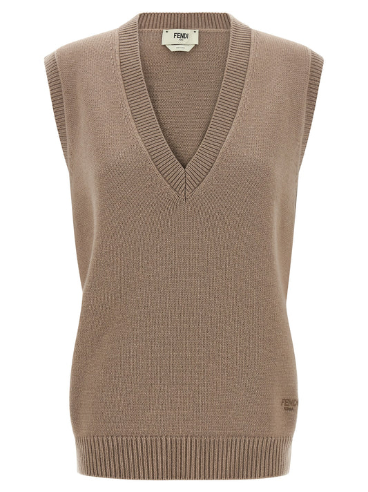 Beige Cashmere Sleeveless Jacket