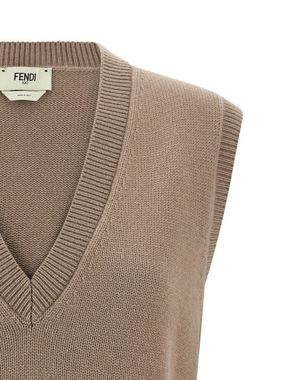 Beige Cashmere Sleeveless Jacket