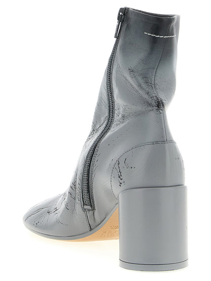 Gray Lambskin Ankle Boots