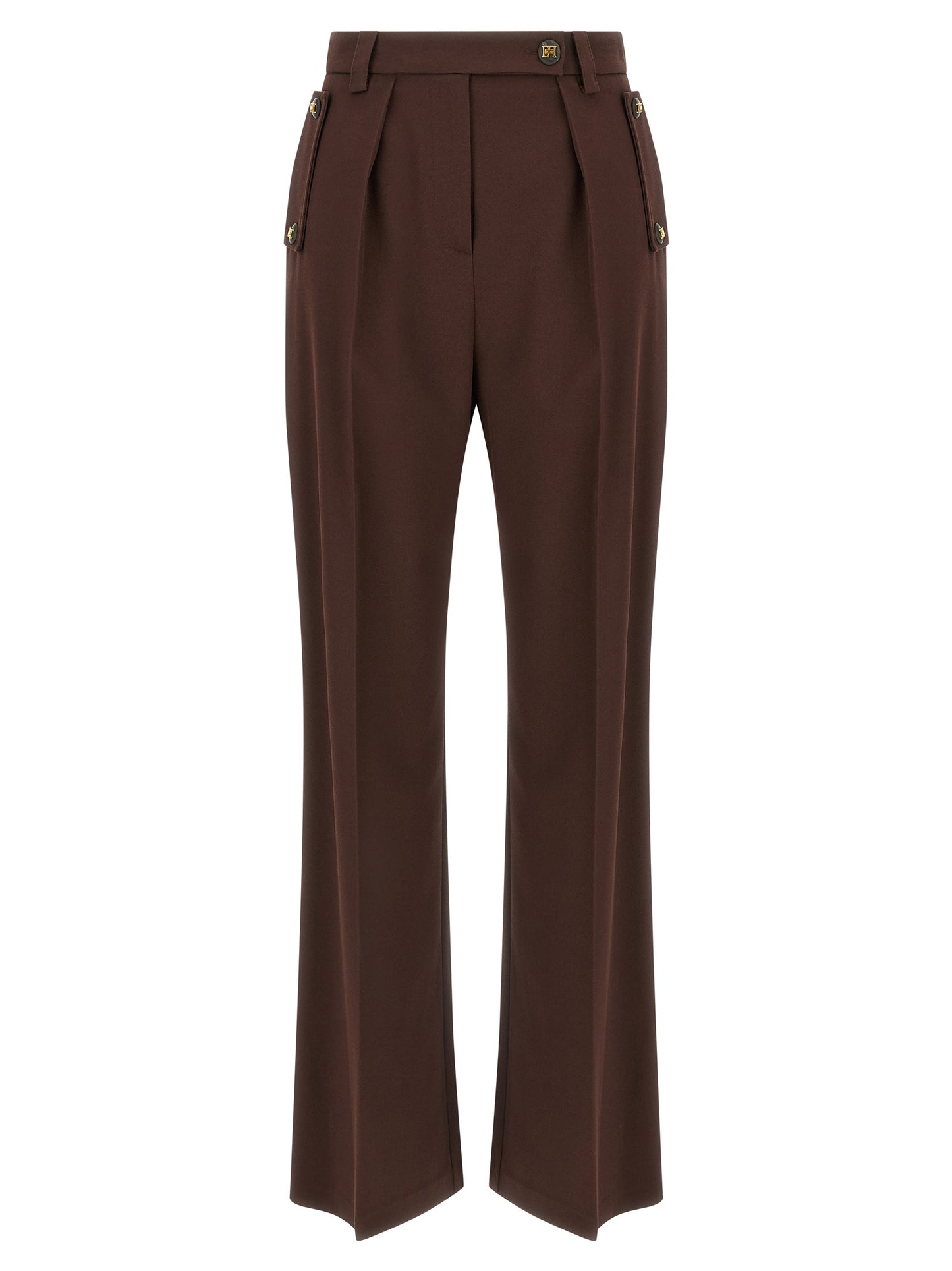Brown Polyester Casual Pants