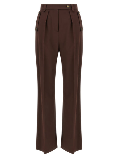Brown Polyester Casual Pants