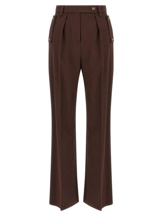 Brown Polyester Casual Pants