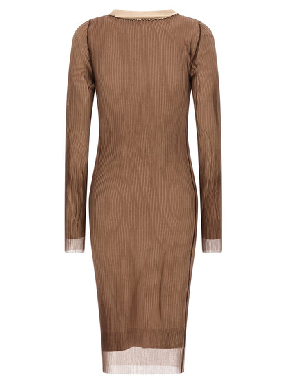 Beige Polyamide Midi Dress