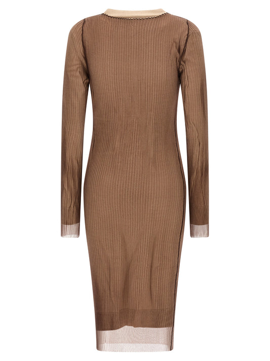 Beige Polyamide Midi Dress
