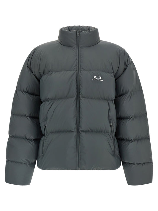 Gray Polyamide Full-Length Jacket