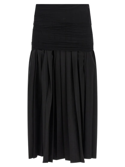 Black Polyester Midi Skirt
