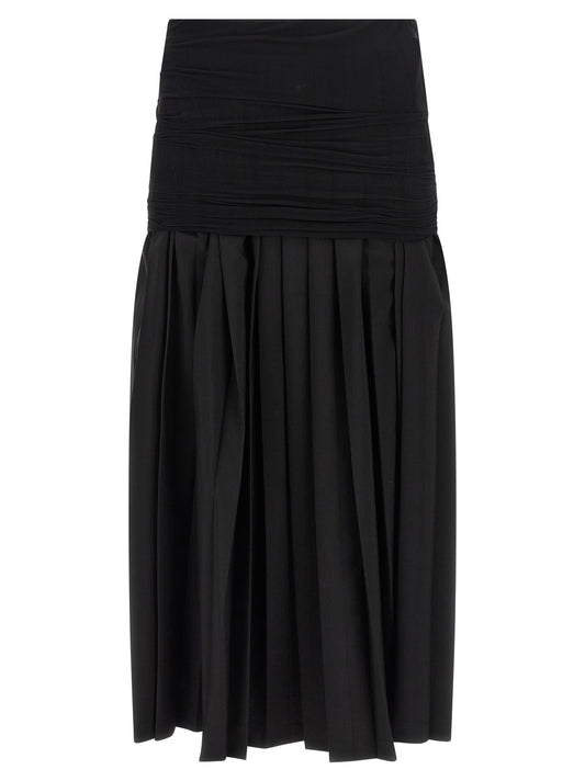 Black Polyester Midi Skirt
