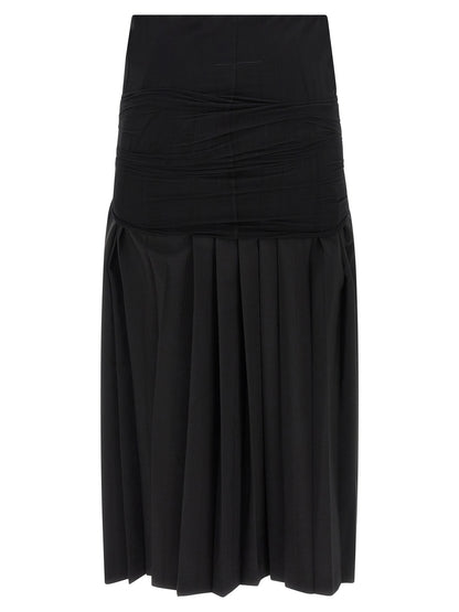 Black Polyester Midi Skirt