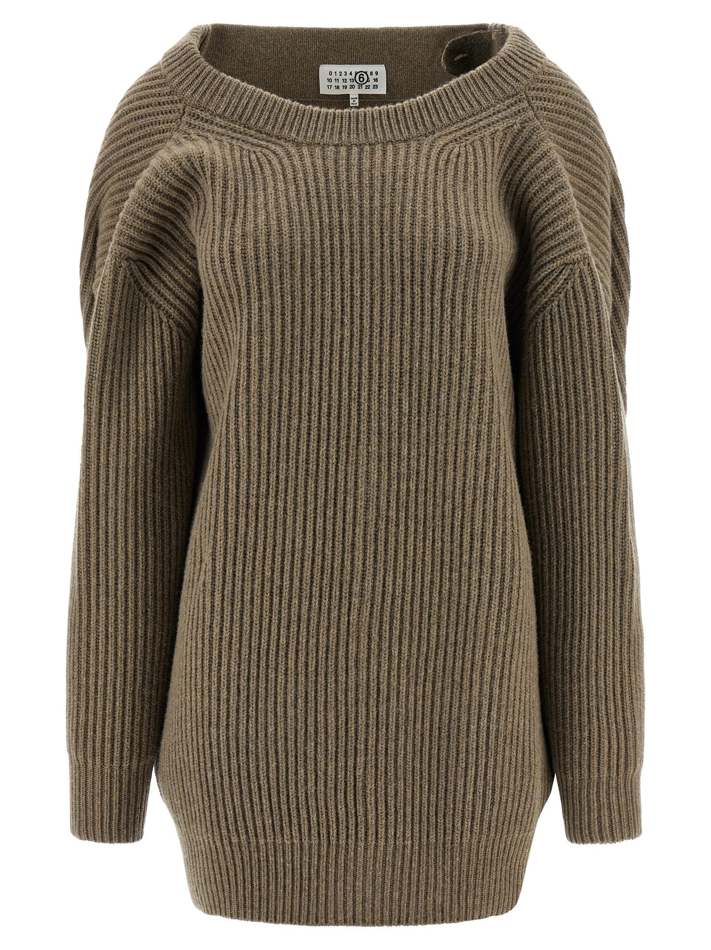 Beige Virgin Wool Short Dress