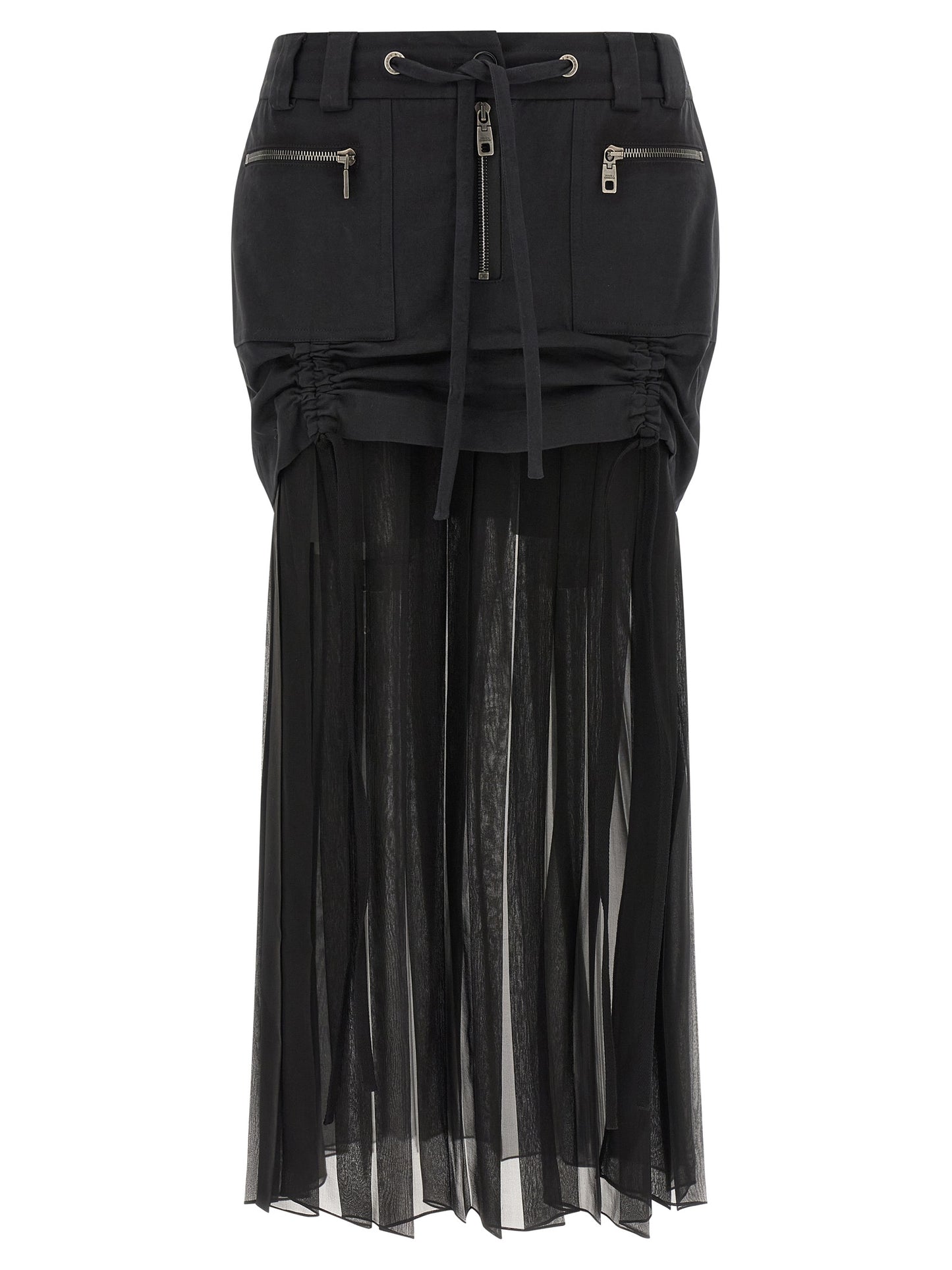 Black Silk Midi Skirt