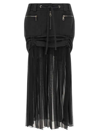 Black Silk Midi Skirt