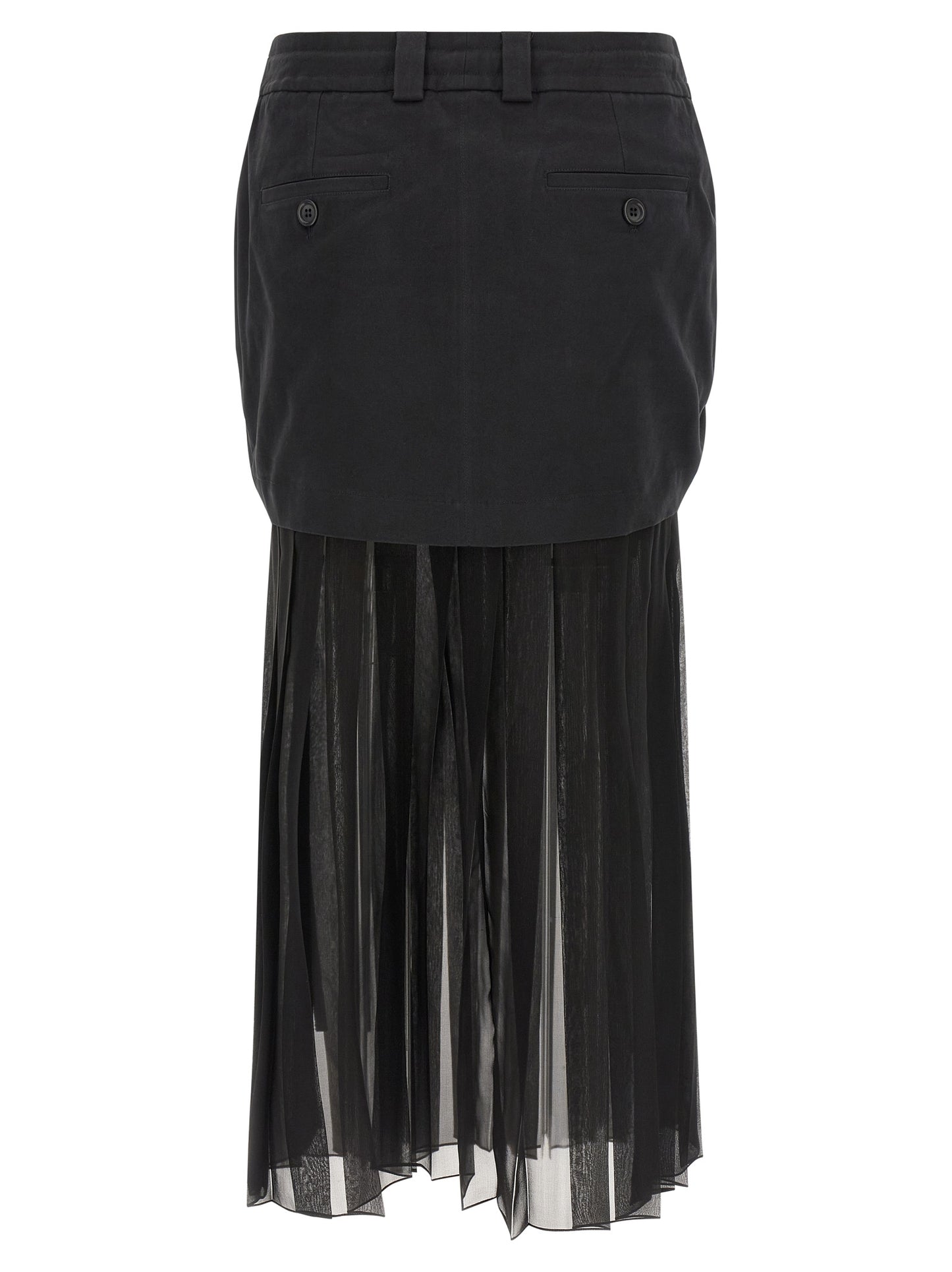 Black Silk Midi Skirt