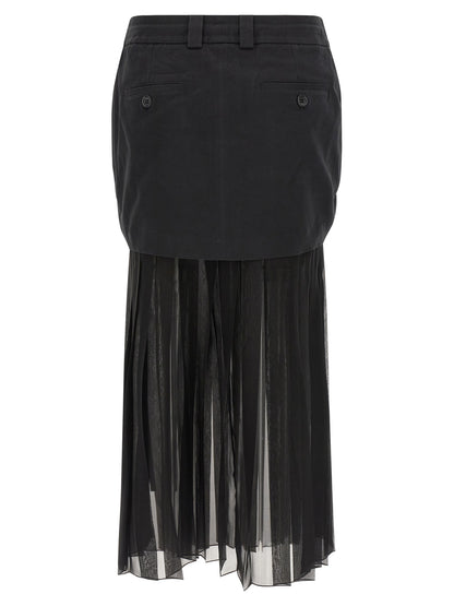 Black Silk Midi Skirt