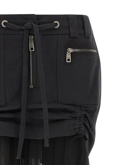 Black Silk Midi Skirt