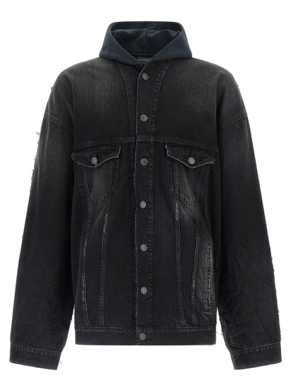 Black Cotton Denim Jacket
