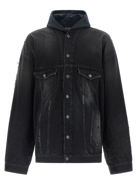 Black Cotton Denim Jacket