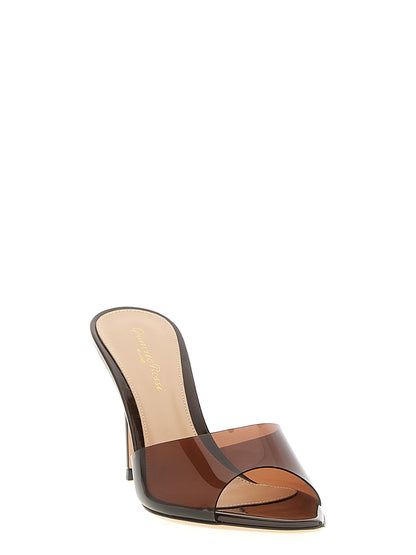 Brown Plastic Stiletto Heel Sandals