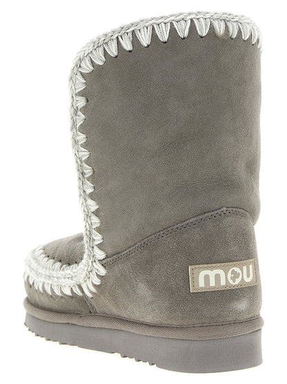 Gray Lambskin Ankle Boots