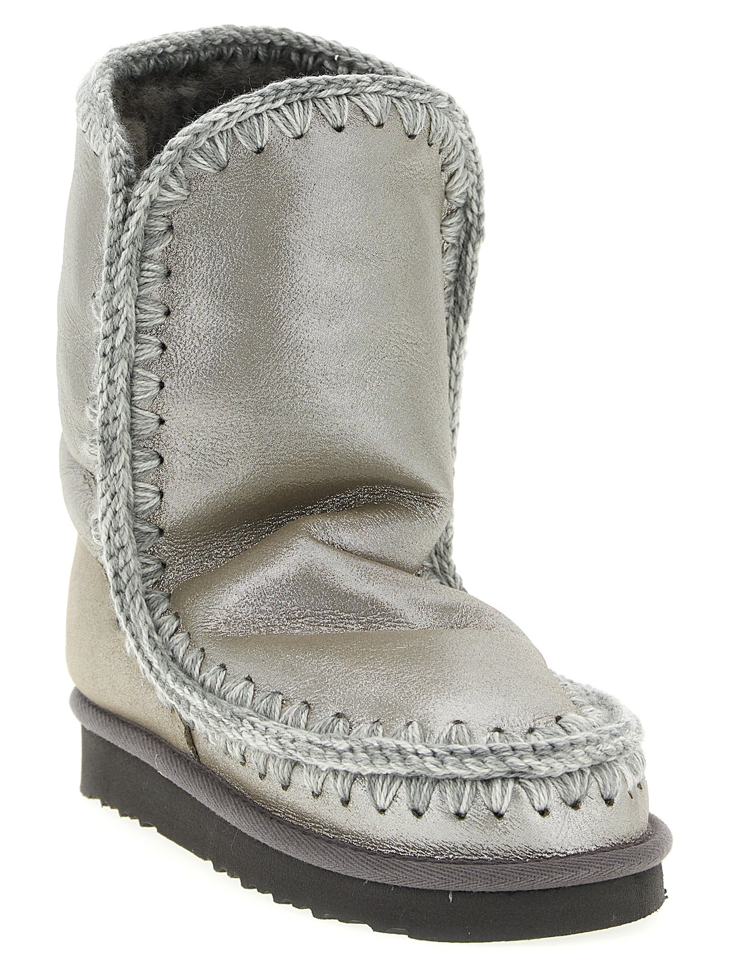 Silver Lambskin Ankle Boots