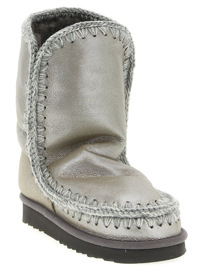 Silver Lambskin Ankle Boots