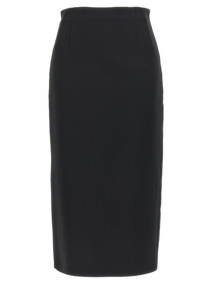 Black Viscose Midi Skirt