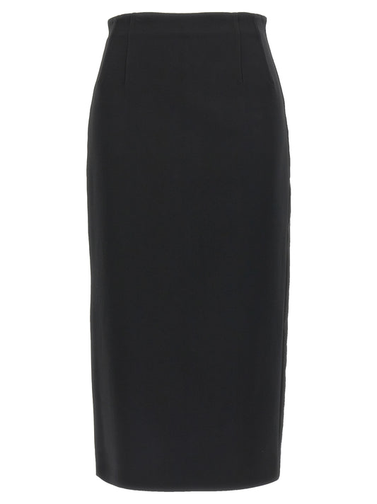 Black Viscose Midi Skirt