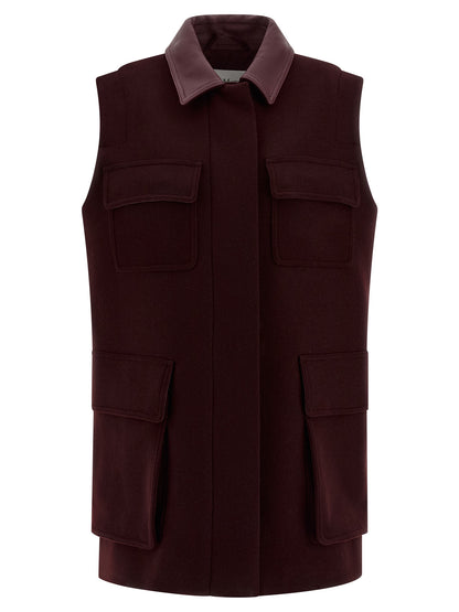 Bordeaux Virgin Wool Sleeveless Jacket