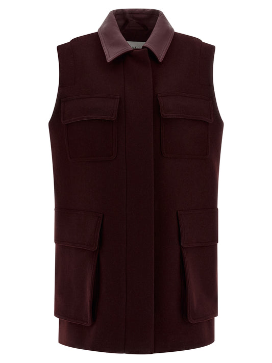 Bordeaux Virgin Wool Sleeveless Jacket