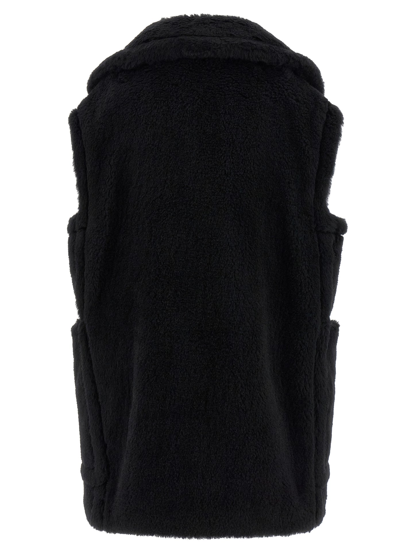 Black Alpaca Leather Sleeveless Jacket