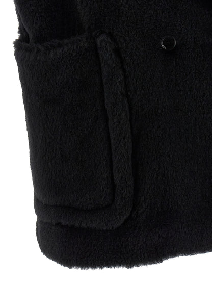Black Alpaca Leather Sleeveless Jacket