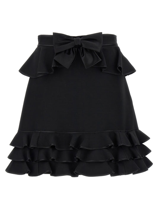 Black Virgin Wool Long Skirt