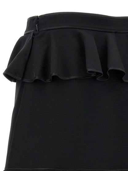 Black Virgin Wool Long Skirt