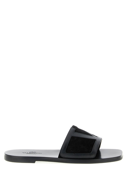 Black Calfskin Slides