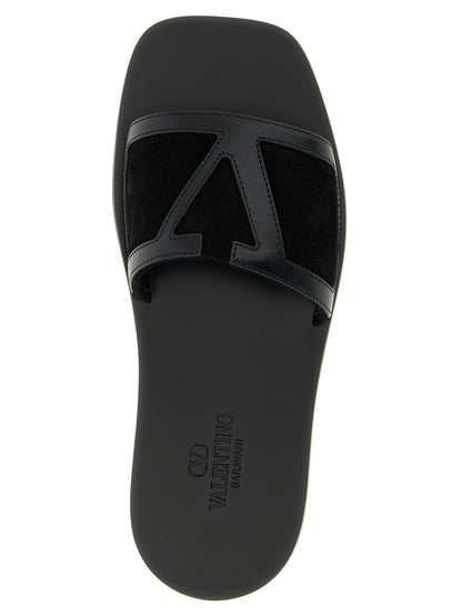 Black Calfskin Slides