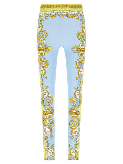 Blue Nylon Leggings