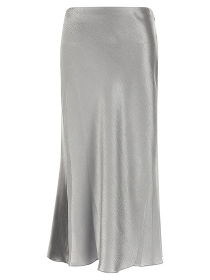 Gray Polyester Midi Skirt
