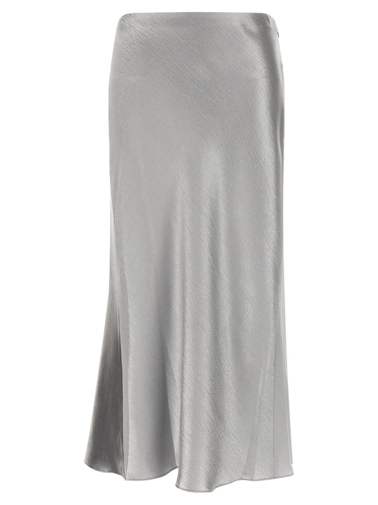 Gray Polyester Midi Skirt