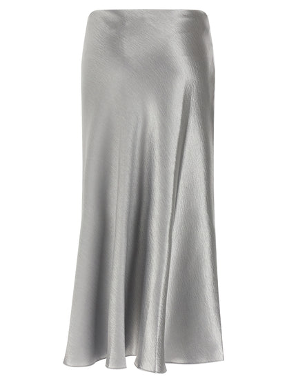 Gray Polyester Midi Skirt