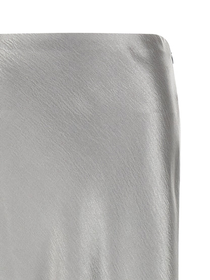 Gray Polyester Midi Skirt