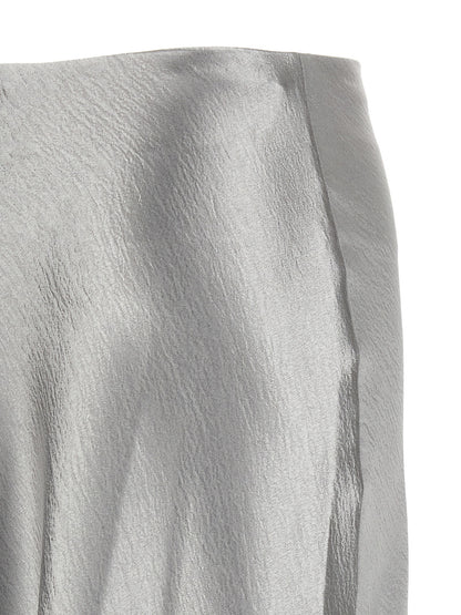 Gray Polyester Midi Skirt