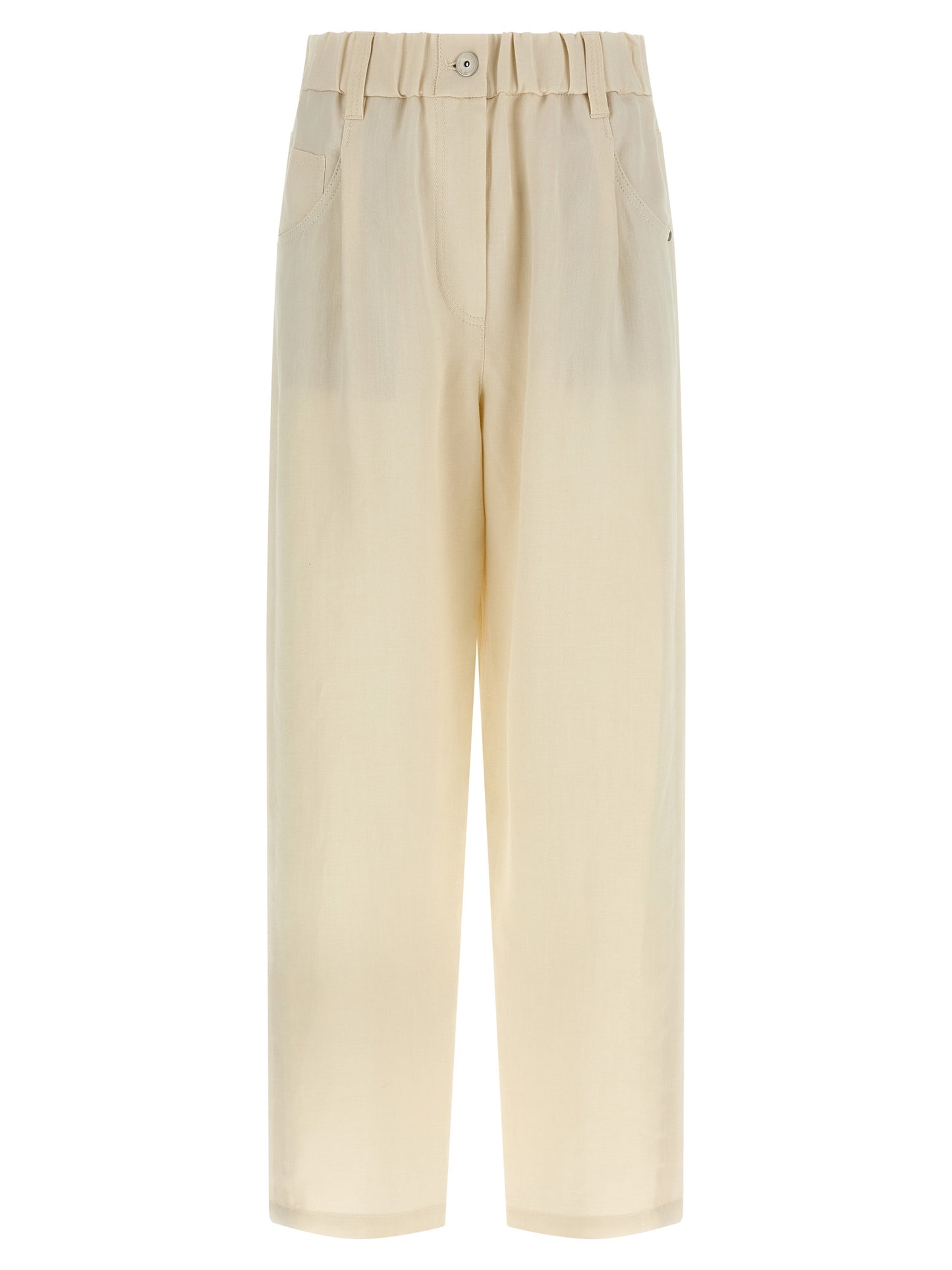 White Viscose Casual Pants