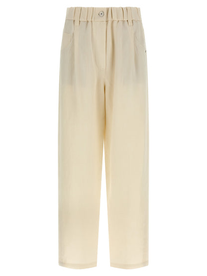 White Viscose Casual Pants