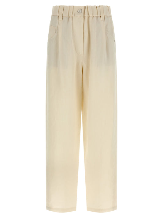 White Viscose Casual Pants
