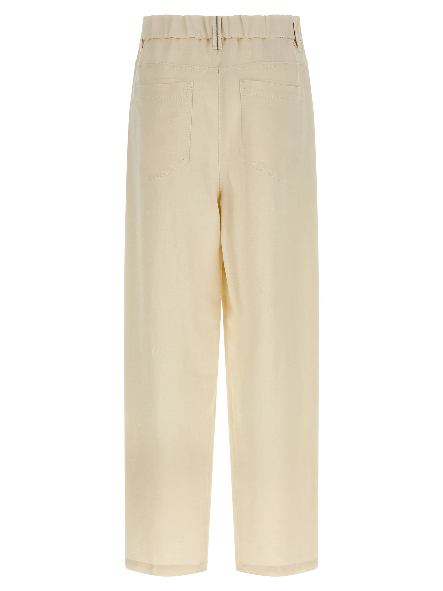 White Viscose Casual Pants