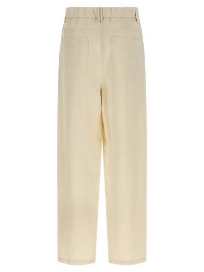 White Viscose Casual Pants