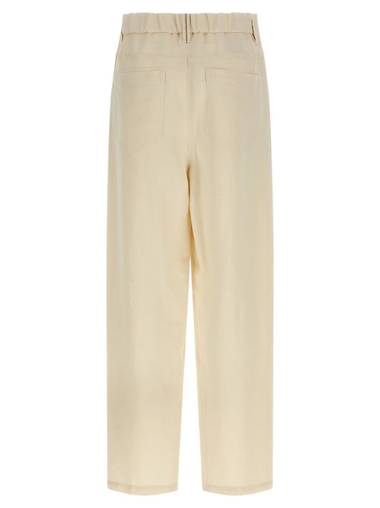 White Viscose Casual Pants