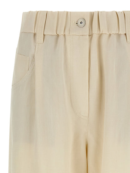 White Viscose Casual Pants