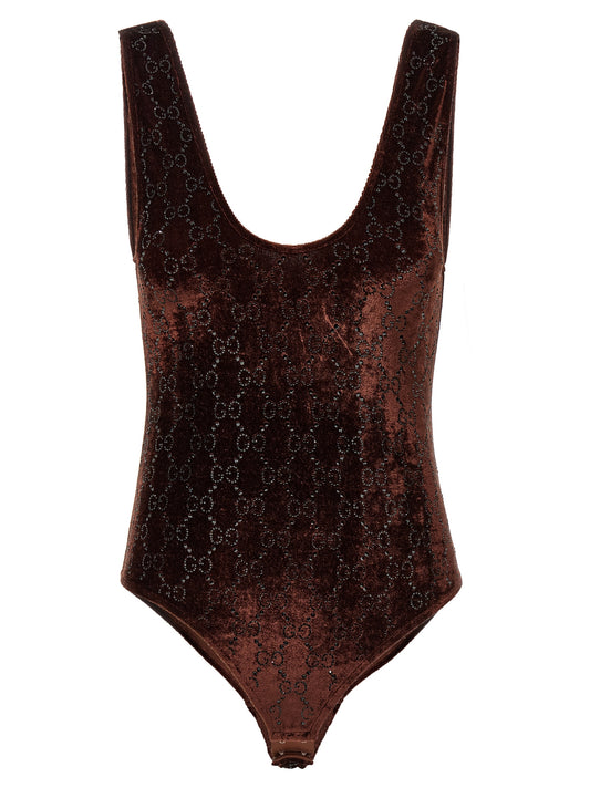 Brown Polyamide Bodysuit