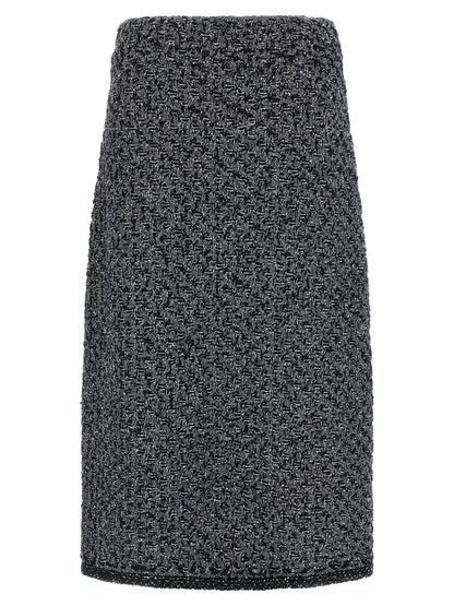Blue Cotton Midi Skirt
