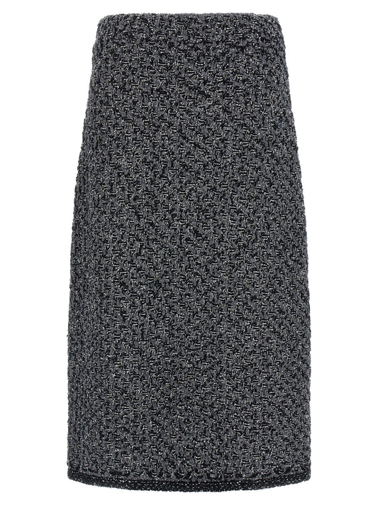 Blue Cotton Midi Skirt